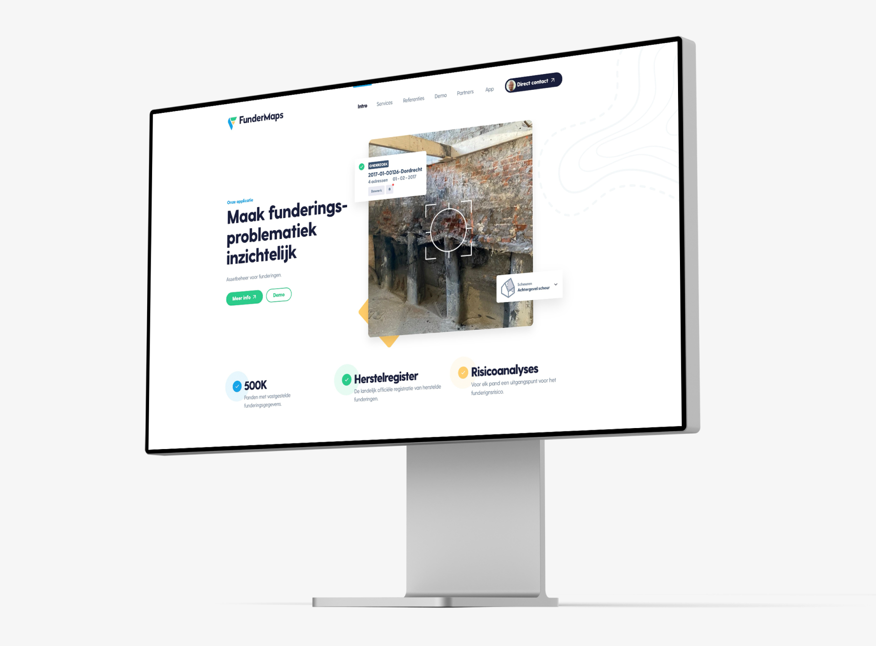 mockup van de landingspage van fundermaps