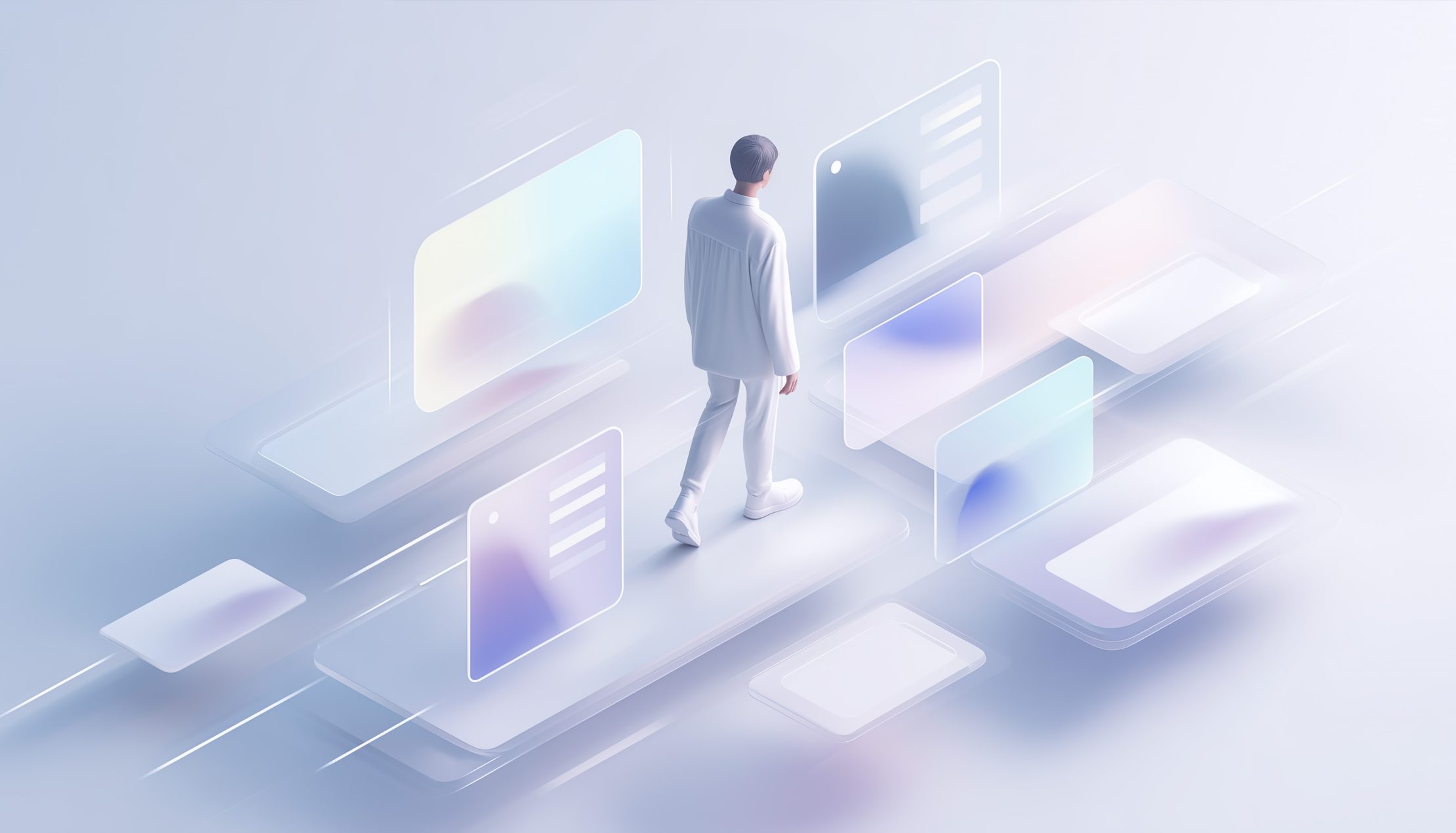 Gebruiker wandelt door een online omgeving