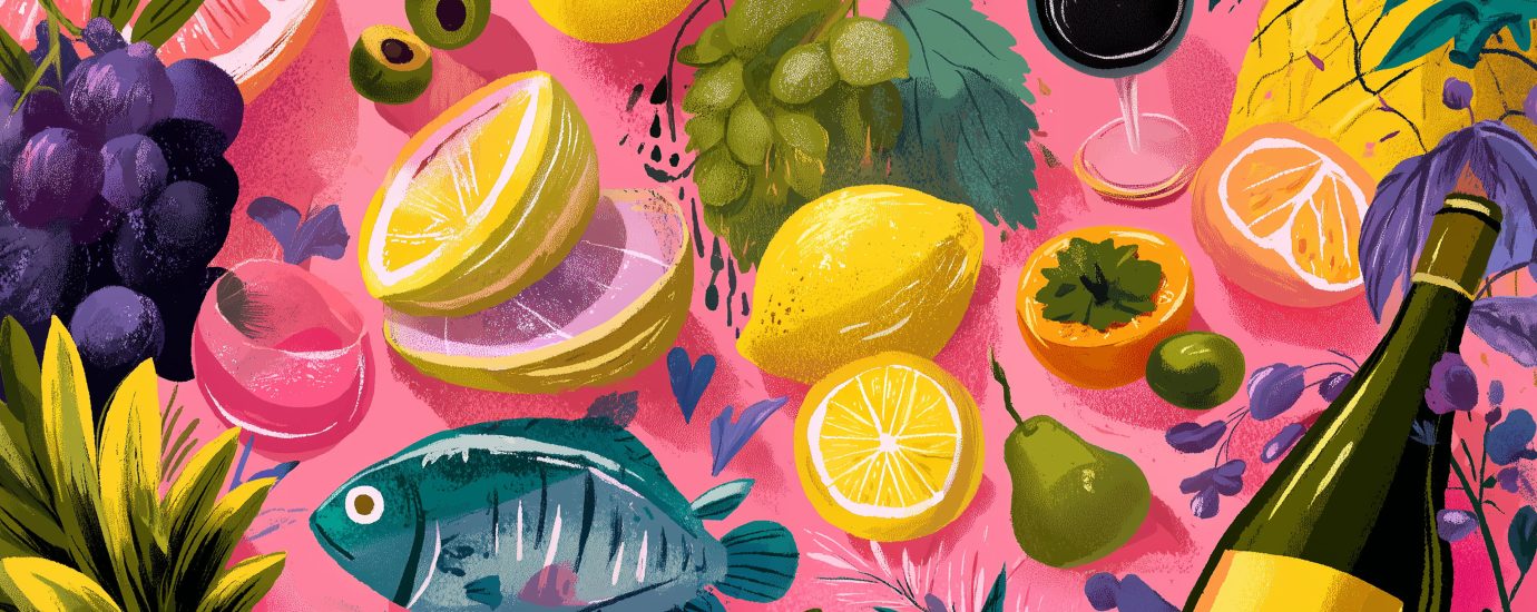 Kleurrijke tafel met allerlei eetgerechten