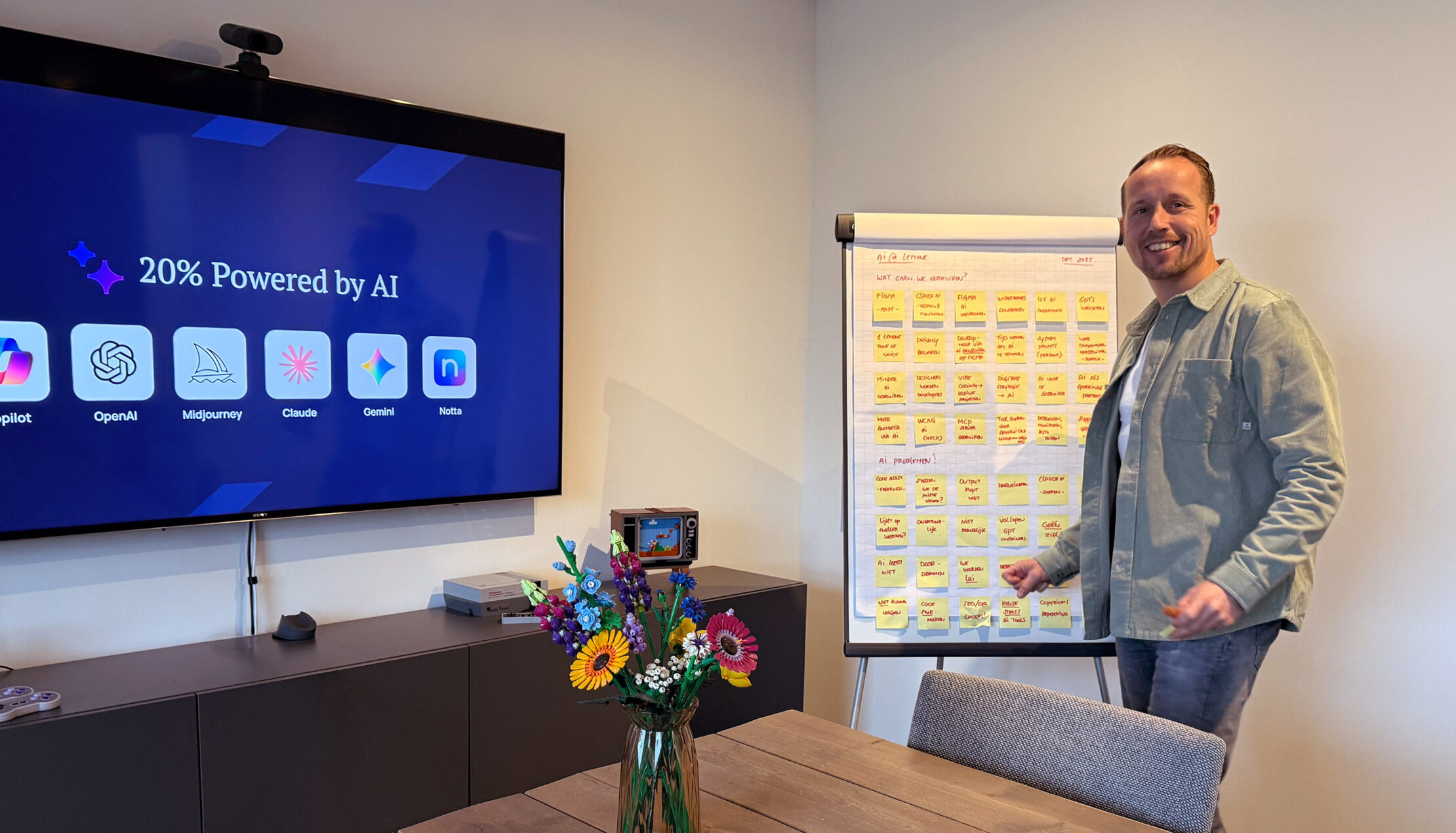 Meeting ruimte met Steven voor flip-over board.