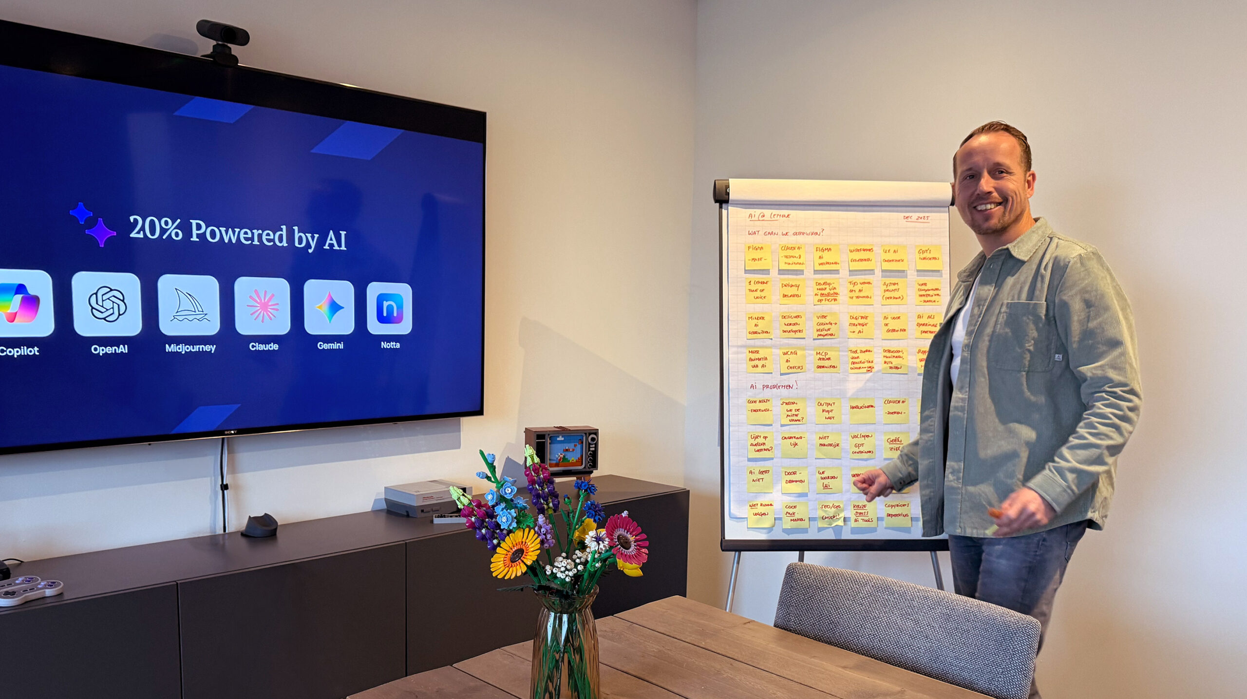 Meeting ruimte met Steven voor flip-over board.