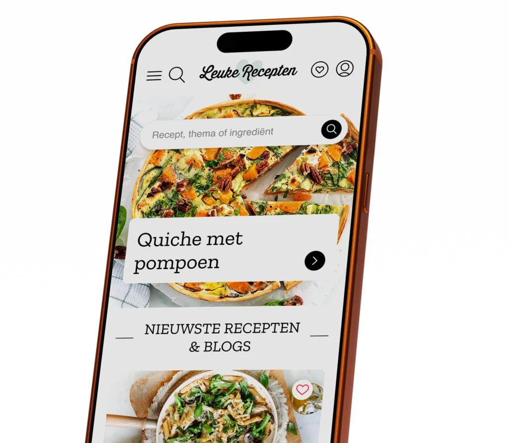 Leuke recpeten website op mobiel