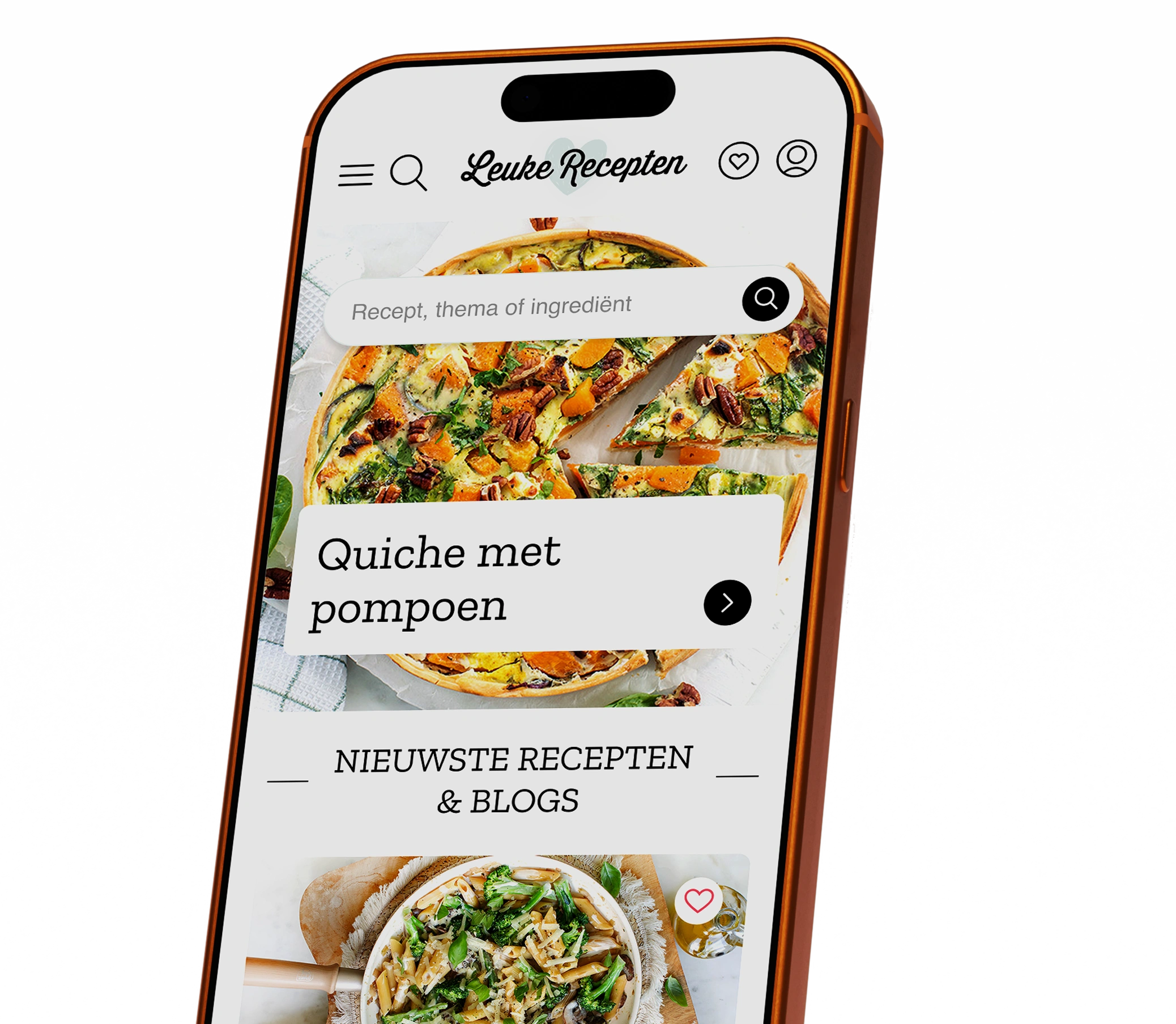 Leuke recpeten website op mobiel