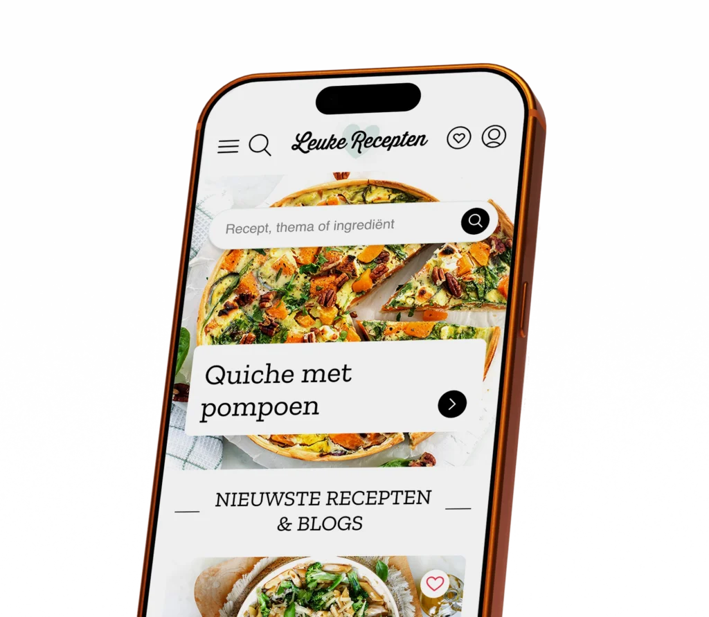 Leuke recpeten website op mobiel